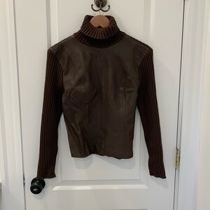 Leather and knit top